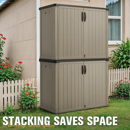 Greesum Outdoor Horizontal Storage Sheds 27 Cu.ft Resin Large Storaged Box - Image 3