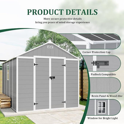 Resin Storage Shed 10x8 ft, Large Outdoor Sheds - Image 4