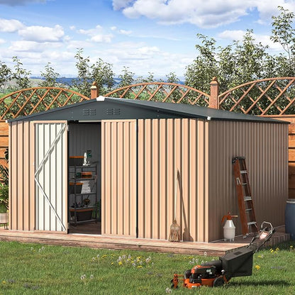 AECOJOY 12' x 10' Outdoor Storage Shed, Large 10x12 Metal Sheds & Outdoor - Image 4