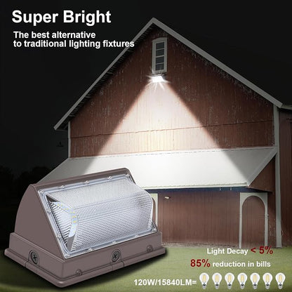 120W LED Wall Pack with Photocell, 5000K 15840LM Dusk to Dawn Lights Security - Image 4