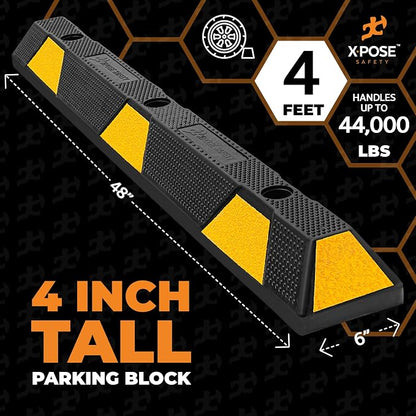 Xpose Safety 48" Heavy Duty Rubber Parking Stopper – 10 Pack Wheel Blocks - Image 3