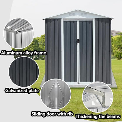 6x4 FT Outdoor Storage Shed, Metal Garden Shed - Image 3