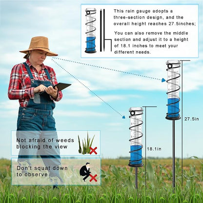 Upgrade Rain Gauge, Detachable Spiral Rain Gauge Outdoor, Rain Measure Gauge - Image 3