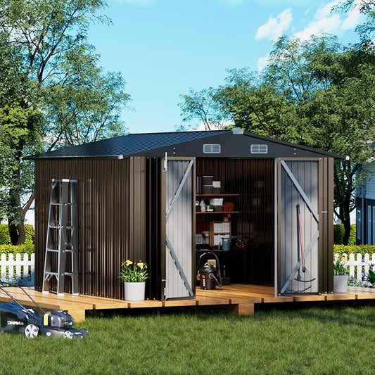 COMHOMA Shed Outdoor Storage Shed Metal, Lockable Doors Tool Sheds by ComHoma