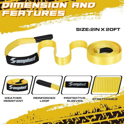 Recovery Tow Strap 2in X 20ft Exceed Heavy Duty 25, 000 lbs Break Strength - Image 2