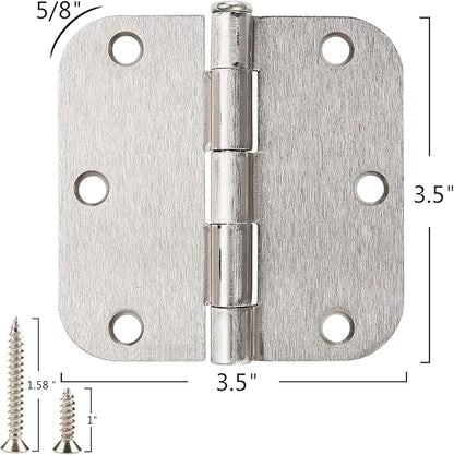 100 Pack Interior Door Hinges Brushed Nickel 3.5 inch x 3 1/2" 5/8" Round - Image 4