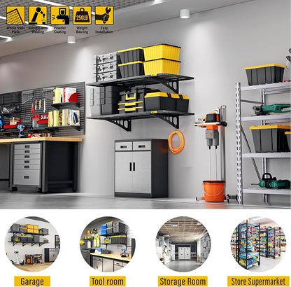 1.64x4ft Adjustable Rail Wall Garage Storage Shelf, - Image 4