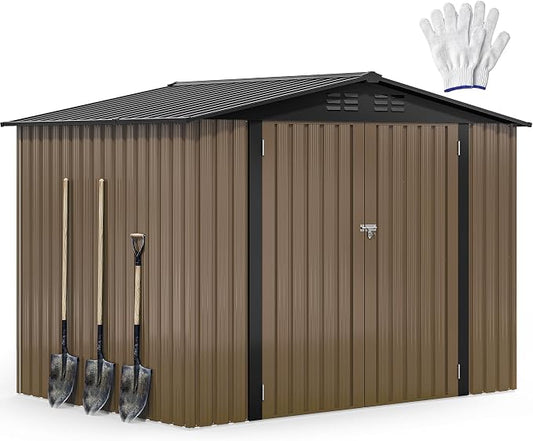 DWVO 8'x6' Large Metal Outdoor Storage Shed, Heavy Duty Tool Storage Sheds by DWVO