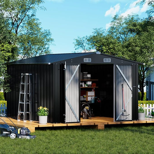 COMHOMA Shed Outdoor Storage Shed Metal, Lockable Doors Tool Sheds by ComHoma
