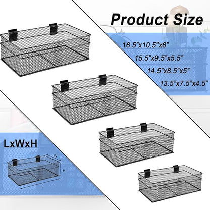 Barydat 4 Pcs Slatwall Basket Set Ventilated Metal Slatwall Basket Hanging Wire - Image 2