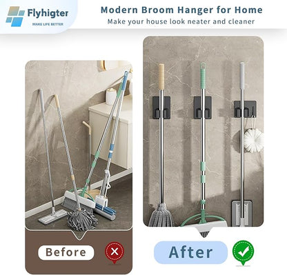 6 Pack Stainless Steel Mop and Broom Holders – Wall Mounted Grippers - Image 4