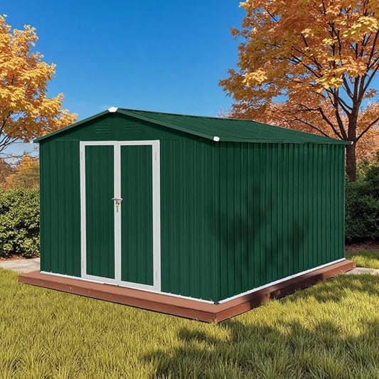 10' x 8' XL Outdoor Storage Shed, Sturdy Metal Building w/Lockable Doors by Unknown