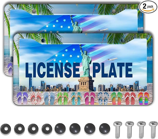 License Plate Frames Multicolor Car License Plate Frame Hawaii Beach Flip Flops by Unknown