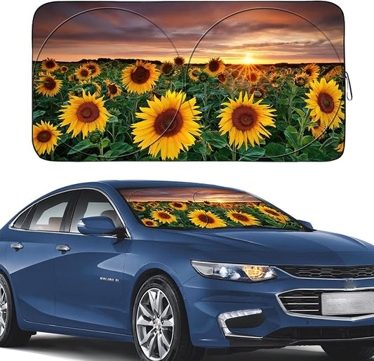 Gven Windshield Sun Shade for Car, Foldable Sunflower Vehicle Sun Visor Shade by Gven