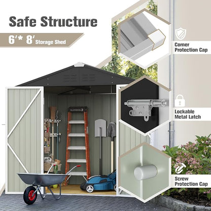 JUMMICO Metal Outdoor Storage Shed 6 x 8 FT Metal Shed - Image 3