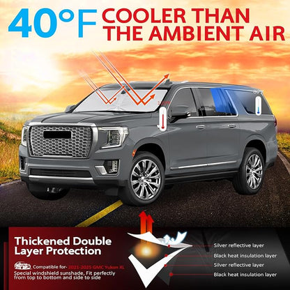 KAYZT Windshield Sun Shade for 2021-2025 GMC Yukon XL Foldable Sunshade Front - Image 2
