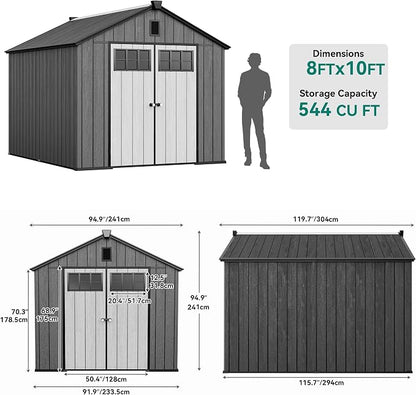 YITAHOME Outdoor Storage Shed 8x10 Ft, Plastic Storage Sheds - Image 8