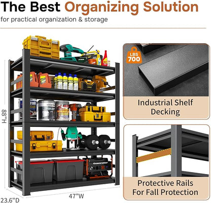 88" H Garage Shelving 5 Tier Storage Shelves Heavy Duty 3800LBS Adjustable - Image 2