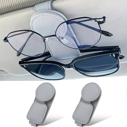 KIWEN 2 Pack Sunglasses Holder for Car Visor, Magnetic Leather Sunglass - Image 9