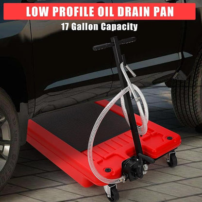 ‌17 Gal Low Profile Oil Drain Pan, Heavy Duty Mobile Oil Changing Pan - Image 4