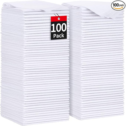 HOMERHYME White Microfiber Cleaning Cloths, 100 Pack Shop Towels Rags, Bulk by HOMERHYME