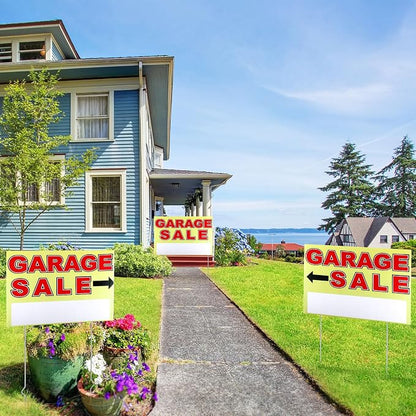 Marsui 3 Pcs Garage Sale Sign 23.6 x 15.7 Inch Double Sided Garage Sale Sign - Image 4