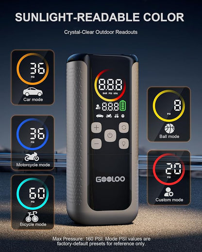 GOOLOO GT160 DUAL Tire Inflator Portable Air Compressor, 4X Faster Dual - Image 3