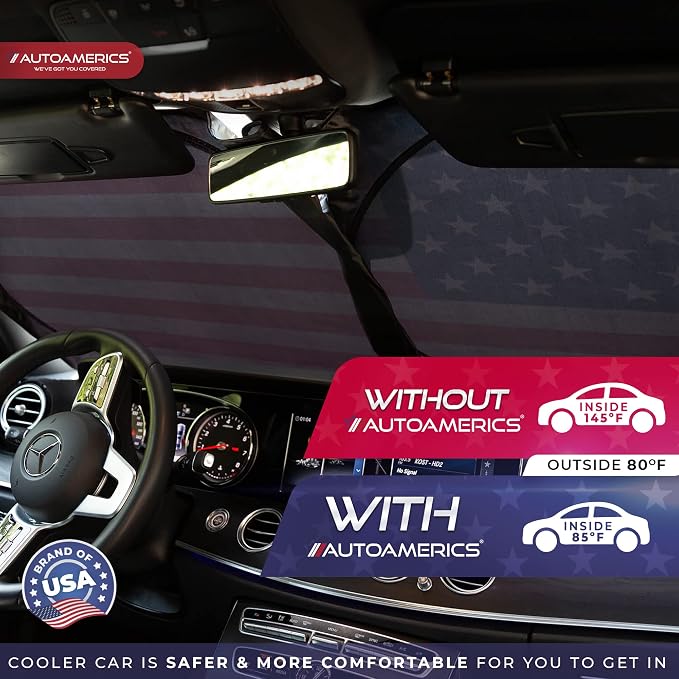 Autoamerics 1-Piece Windshield Sun Shade Original American Flag USA Patriotic - Image 7