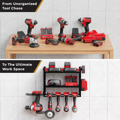 Power Tool Organizer-6 Drill Holder Wall Mount, 3 Tier Heavy-Duty Hand Tool - Image 7