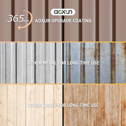 Aoxun 7.4x5.3FT Shed with Floor Galvanized Steel Outdoor Storage Shed Metal - Image 4