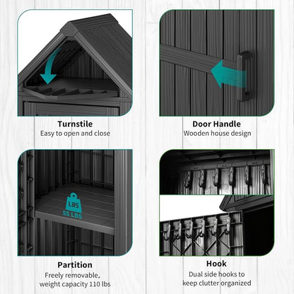 Shed Outdoor Storage Shed with Sloping Roof and Lockable Door, Resin Outdoor - Image 5