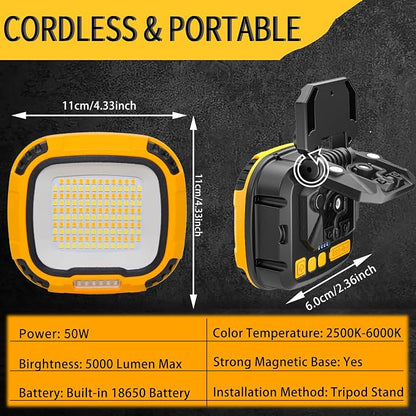 1Pack 5000LM Magnetic LED Work Light Rechargeable, 4-Level Brightness & 4-Tone - Image 5