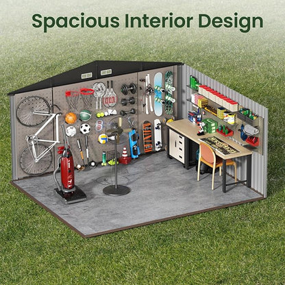 GVDV 10X12 FT Outdoor Storage Shed, Durable Metal Outside Storage - Image 3