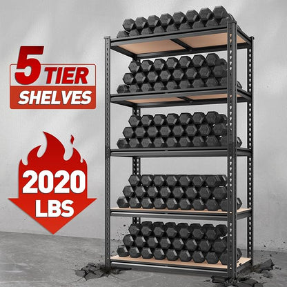 REIBII 2020LBS Storage Shelves 5 Tier Garage Shelving Heavy Duty, Adjustable - Image 2