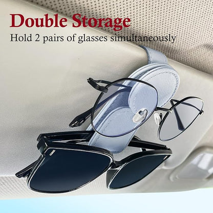 KIWEN Sunglasses Holder for Car Visor, Magnetic Leather Sunglass Eyeglass - Image 3