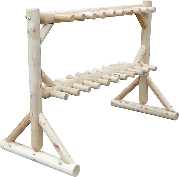 17-Place Freestanding Log Ski Rack Holder, Indoor & Outdoor Snowboard Racks - Image 7