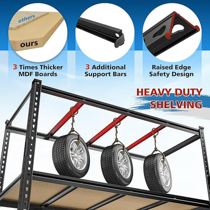 55" W Storage Shelves, 3060LBS Garage Shelving Heavy Duty, 6-Tier Heavy Duty - Image 4