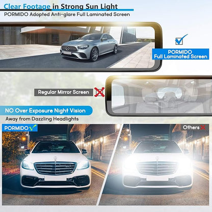 PORMIDO Triple Mirror Dash Cam 12" - Image 5