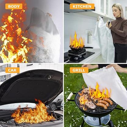 Emergency Fire Blanket, 2 Pack Fiberglass Flame Retardant Fire Blankets - Image 5