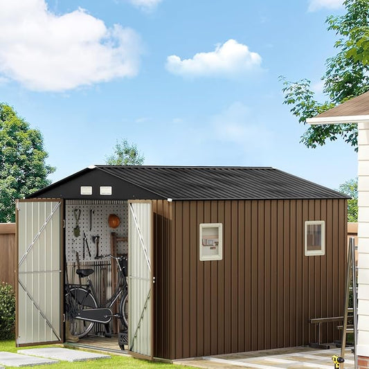 10X10X7.5 FT Outdoor Steel Storage Shed by MISTMO