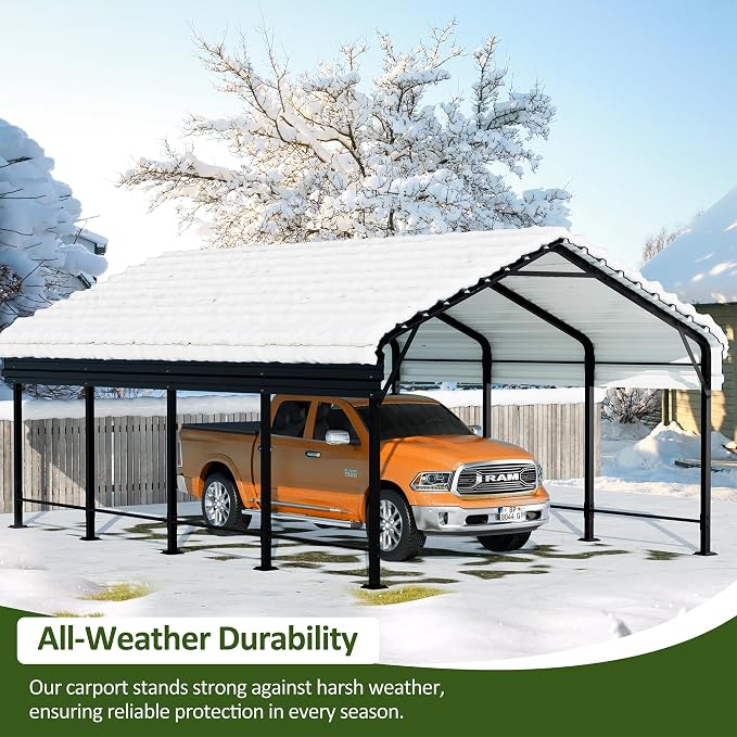 JAMFLY Carport, 12X15 FT Metal Carport, Heavy Duty Carport Canopy - Image 2