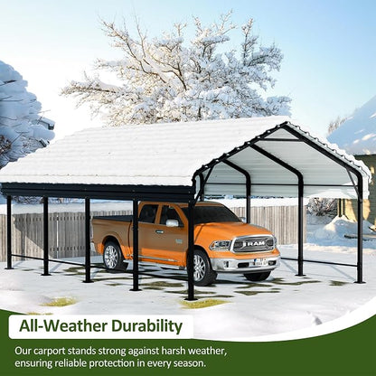JAMFLY Carport, 12X15 FT Metal Carport, Heavy Duty Carport Canopy - Image 2