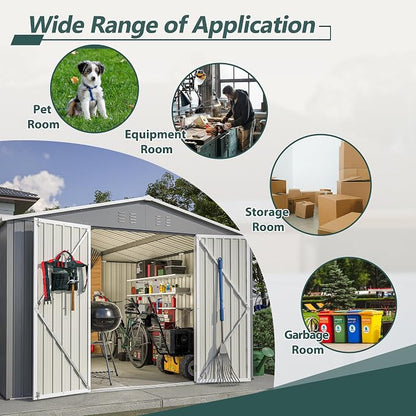 10x10 FT Outdoor Storage Shed, Large Metal Tool Sheds - Image 5