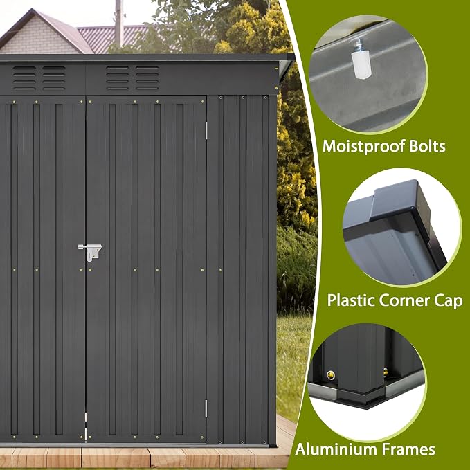 Outdoor Storage Shed, 6 X 4ft Metal Galvanized Steel Garden Shed - Image 5