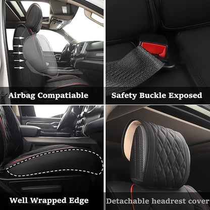 JOJOBAY Car Seat Covers for Dodge Ram 2 Pcs Front, Fit Ram 2009-2025 - Image 4