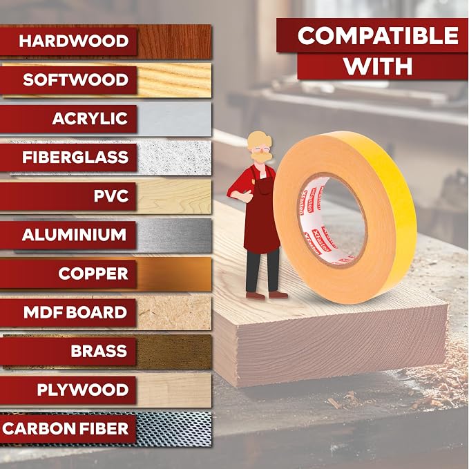 XFasten Double Sided Woodworking Tape 1 Inch x 108 Feet, Residue-Free, - Image 7