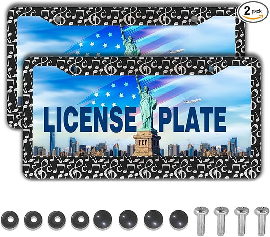 License Plate Cover for Car Black and White License Plate Frames Music Musical by Unknown