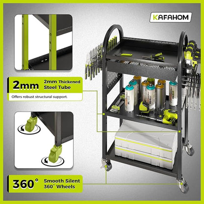 KAFAHOM Power Tool Cart with Charging Station, Rolling Cart with Drawer - Image 4