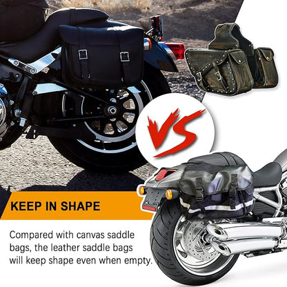 Dream Apparel Naked Cowhide Leather Motorcycle Saddle Bags Studded Throw Over - Image 3