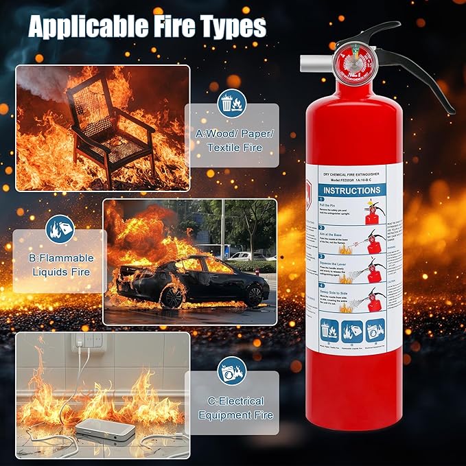 4 Pack ABC Dry Chemical Fire Extinguishers, 2.5 lb 1A:10B:C Rating - Image 4